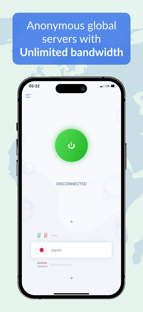 Speed VPN: Turbo Fast Proxy - Speed VPN mobile interface displaying global server options and unlimited bandwidth.