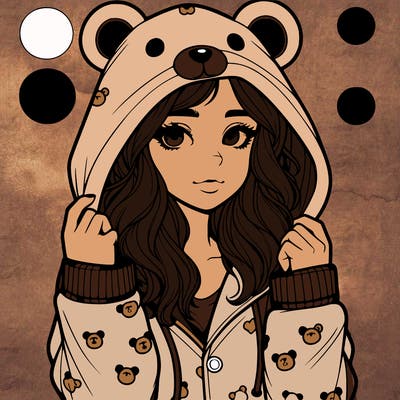 realistic girl in a animal pjs hoodie