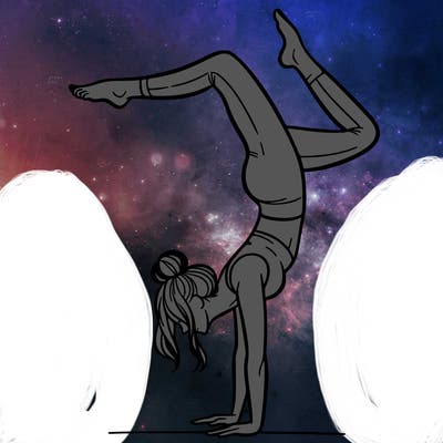 a woman doing a handstand