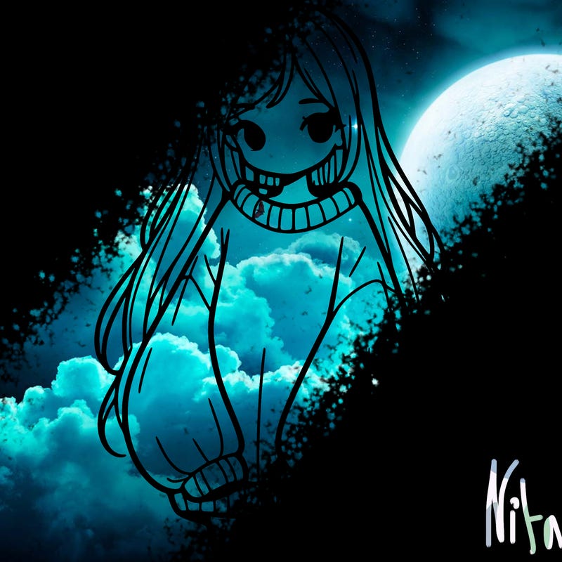 girl with long hair and is wearing an oversized sweater