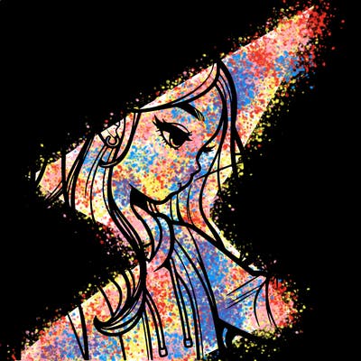 a realistic girl spray painting