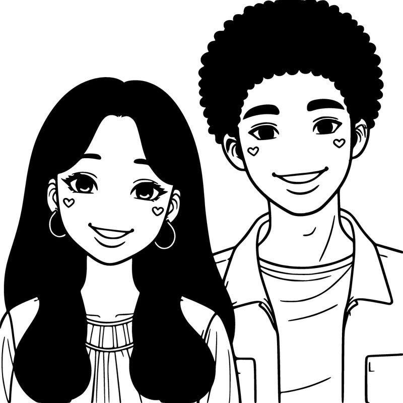 couple asian women and afro man