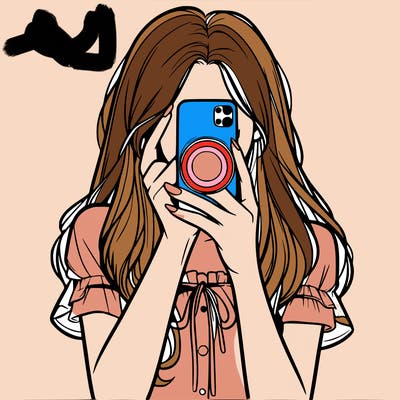 a realistic girl holding her phone taking pictures