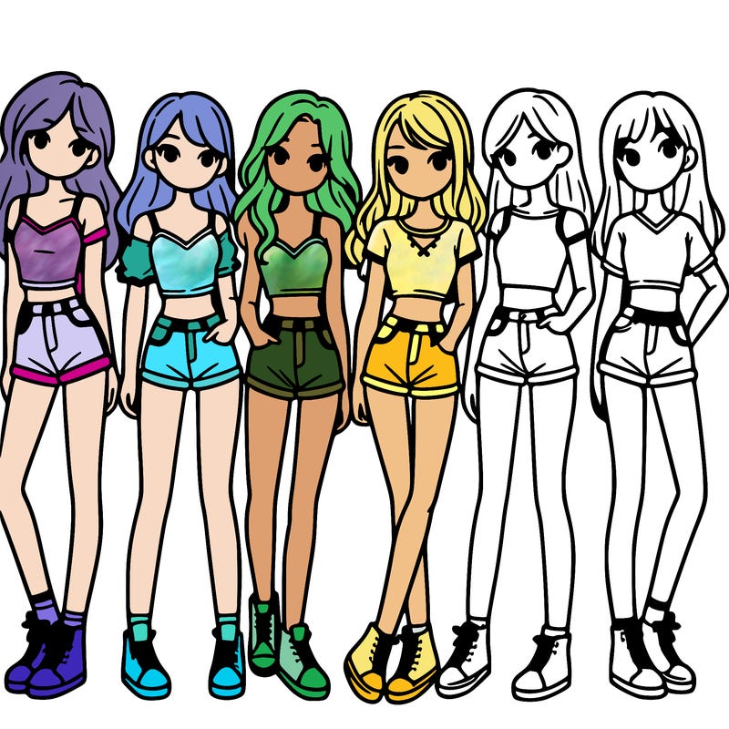 a group of girls wearing crop tops and shorts