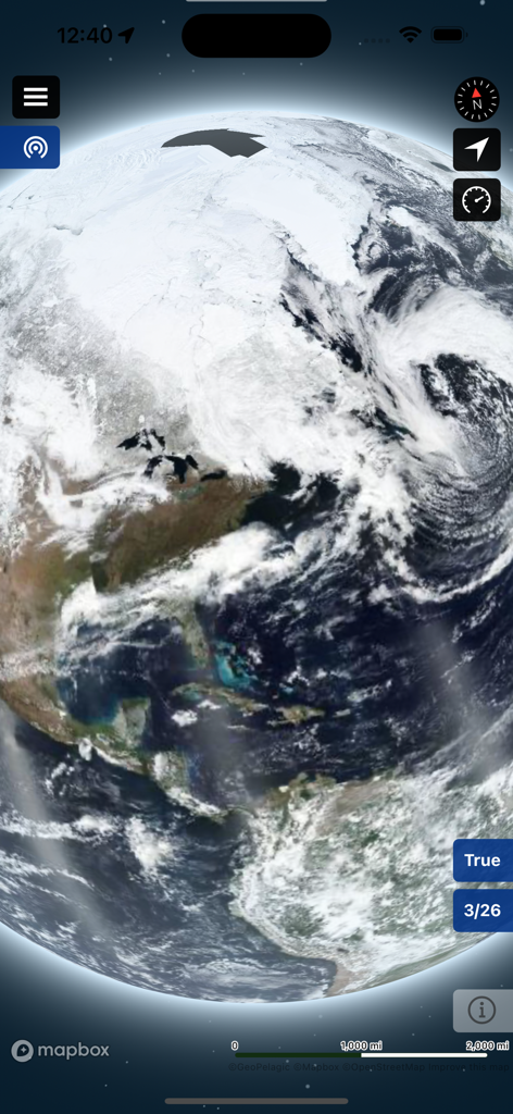 BigBlue Offshore Fishing - True color satellite imagery of the Earth on the BigBlue offshore fishing app.