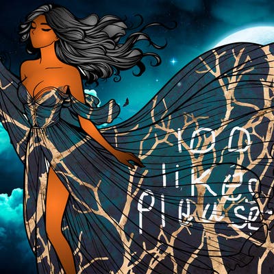 realistic woman in dress flowing the the wind