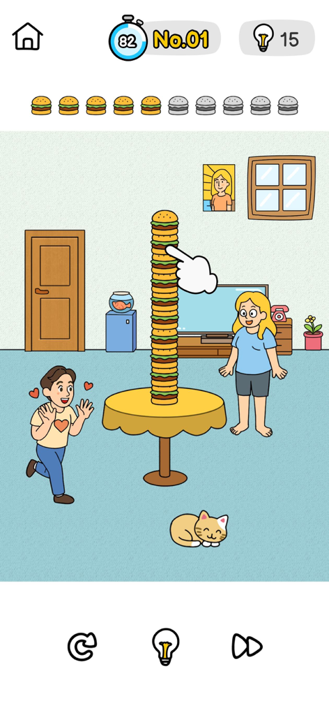 Brain Out 3 - Brain Out 3モバイルゲームの巨大バーガータワーパズルレベル