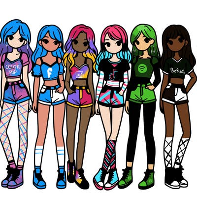 a group of girls wearing crop tops and shorts