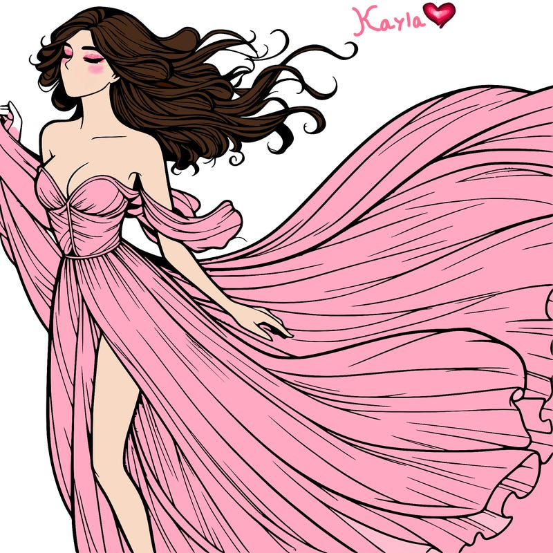 realistic woman in dress flowing the the wind