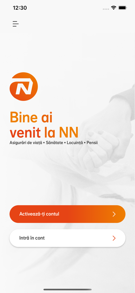 Welcome screen of the NN Direct finance app showing login and account activation options