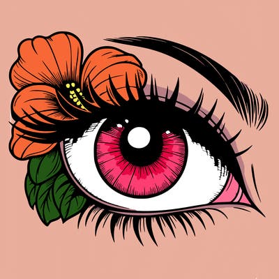 realistic eye with flower
