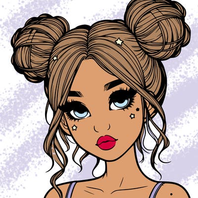 realistic girl with space buns