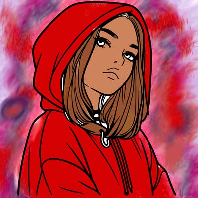 a realistic girl in a hoodie