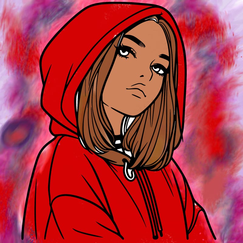 a realistic girl in a hoodie