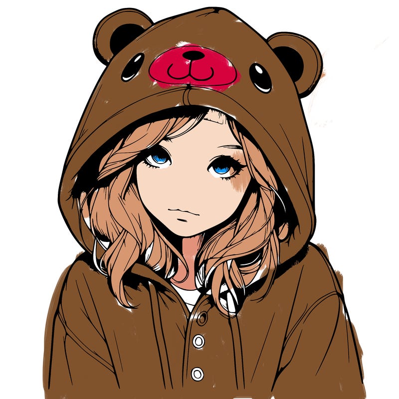 realistic girl in a animal pjs hoodie