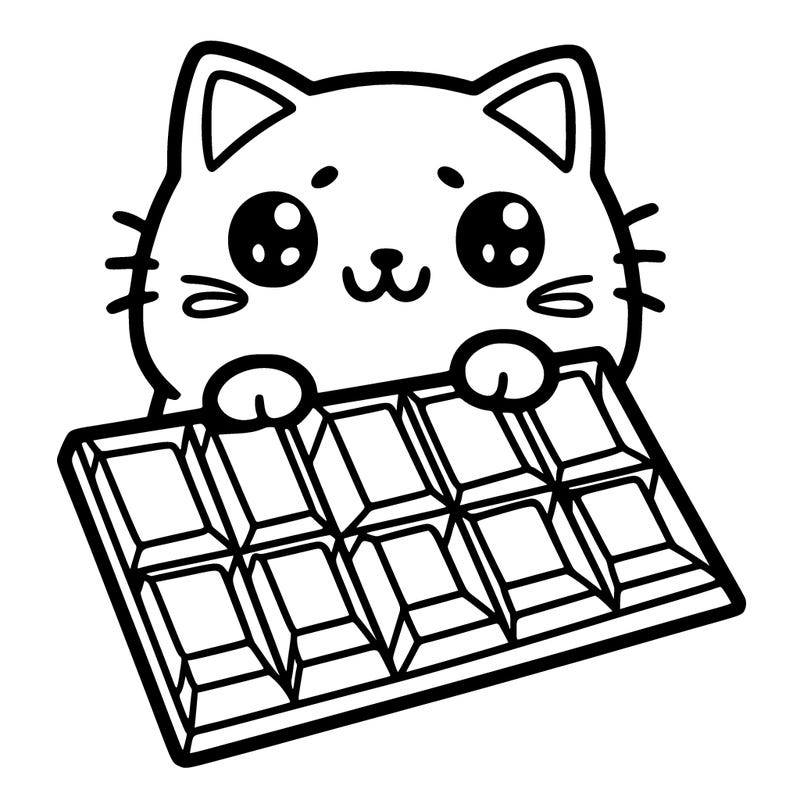 chocolate bar with cat face on it