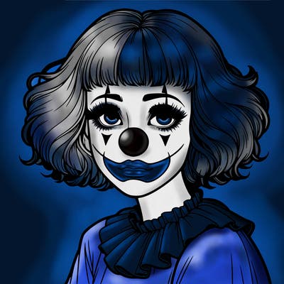 a clown girl realistic