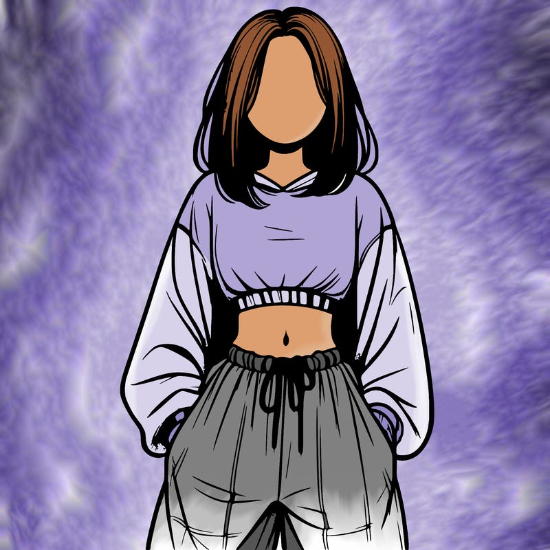 realistic girl faceless with baggy pants and a crop top