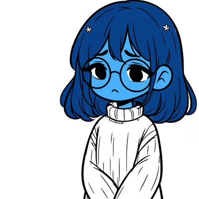 sad girl with glasses in a sweater