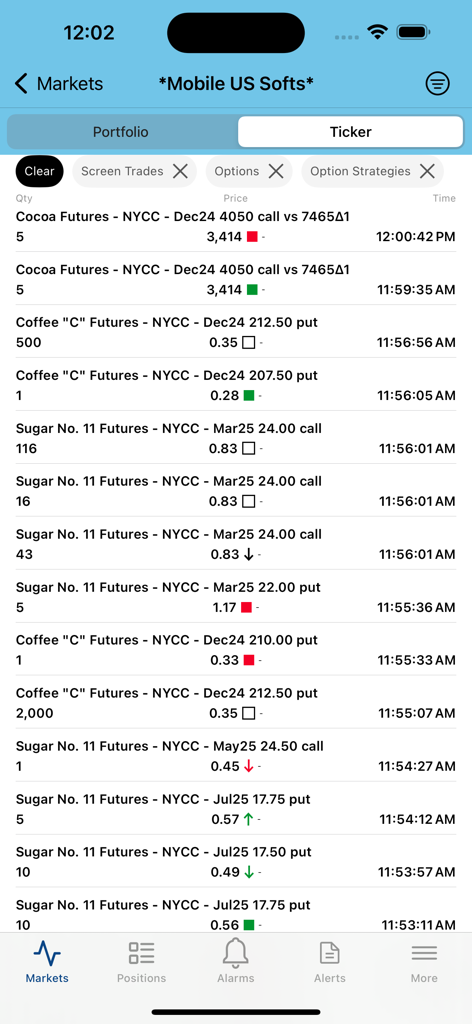 ICE mobile - Real-time commodity futures and options ticker on the ICE Mobile trading app