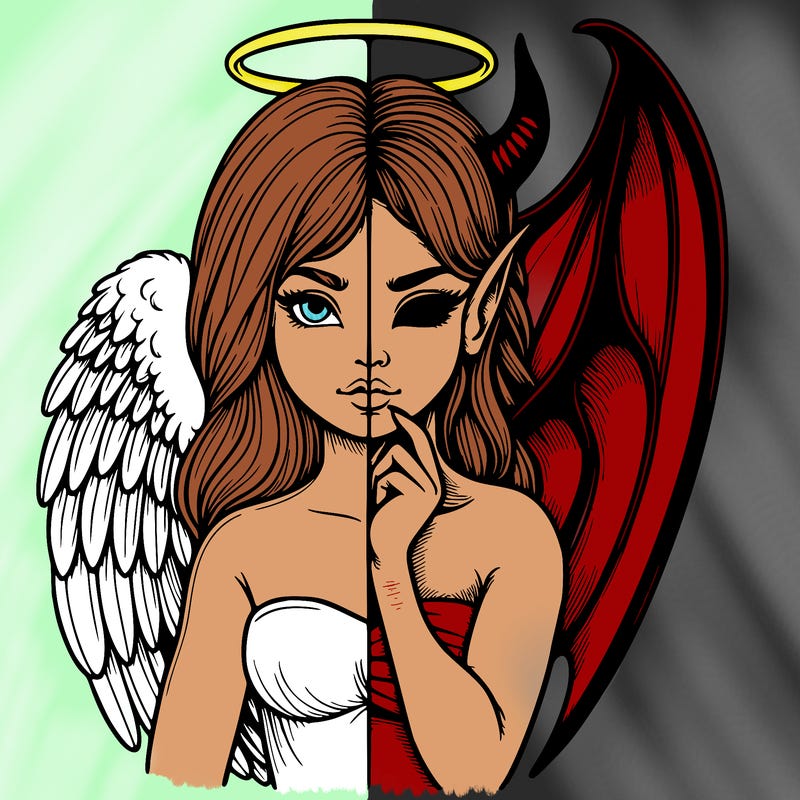 realistic angel half demon