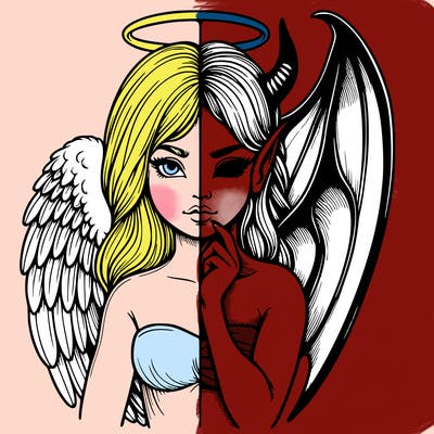 realistic angel half demon