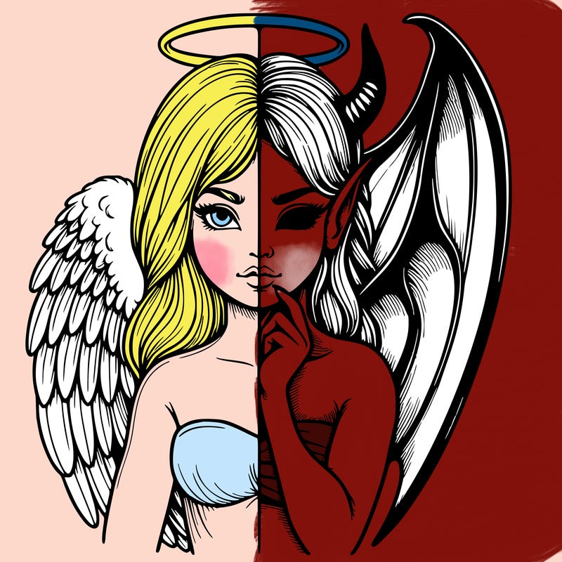 realistic angel half demon