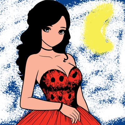 realistic girl in prom dress