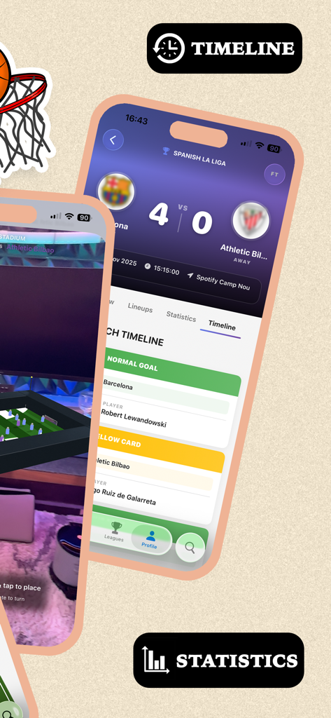 Nova Score - Nova soccer Hub - Uma captura de tela do aplicativo Nova Score exibindo uma linha do tempo detalhada de partidas de futebol e estatísticas