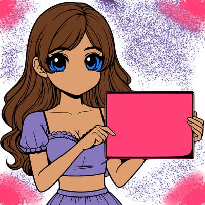 realistic pretty girl holding blank sign