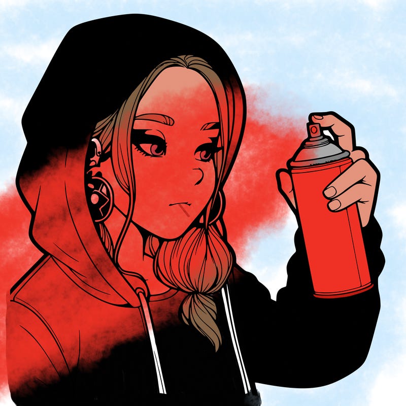 a realistic girl, spray painting