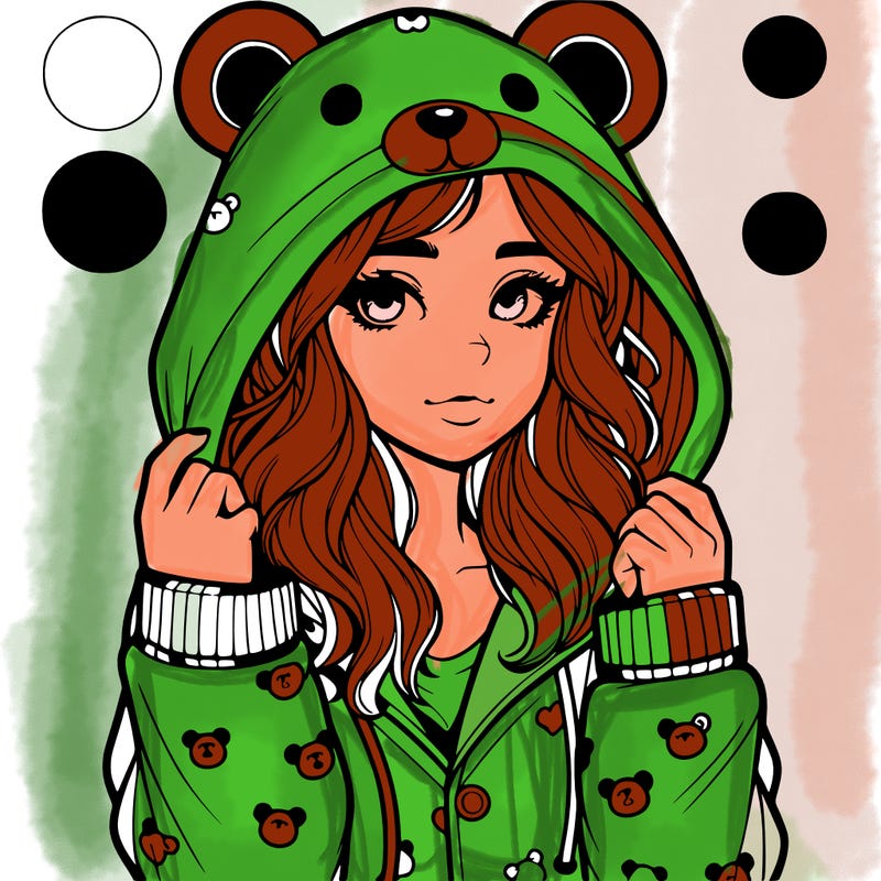realistic girl in a animal pjs hoodie
