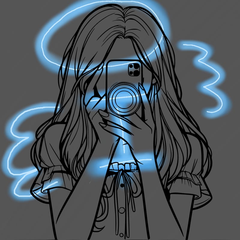 a realistic girl holding her phone taking pictures