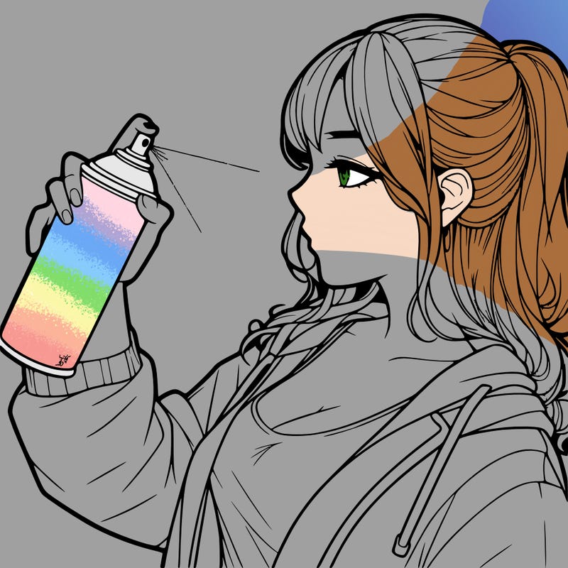 a realistic girl spray, painting
