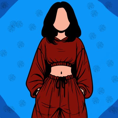realistic girl faceless with baggy pants and a crop top