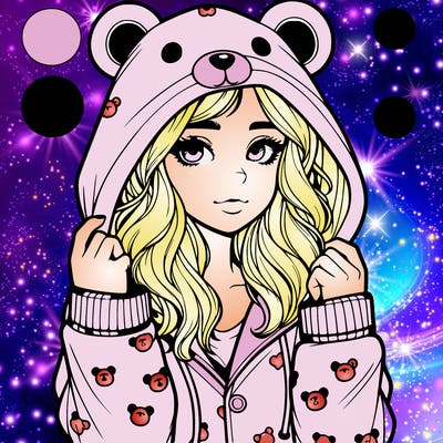 realistic girl in a animal pjs hoodie