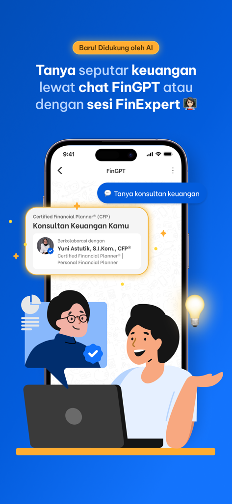 Finku: Budget & Money Manager - Finku app interface highlighting FinGPT AI chat and financial advisor consultation services