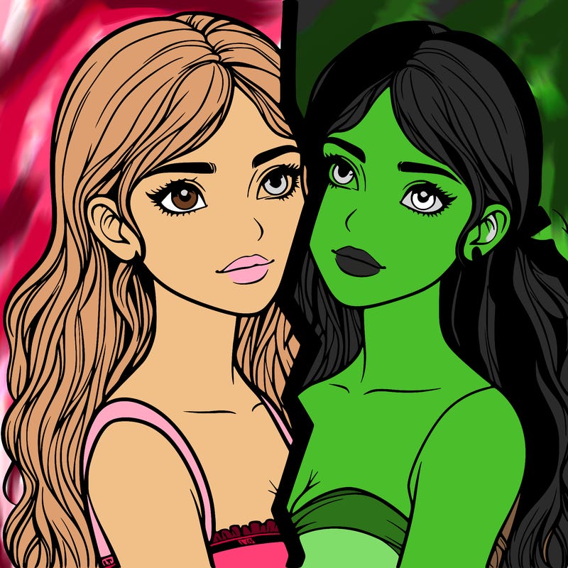 split realistic girl