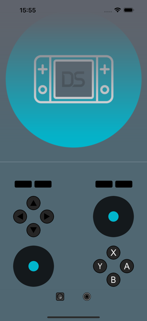 DS App - Digital Sync Gamepad - Interfaz de gamepad virtual con joystick y controles de botones en la aplicación DS