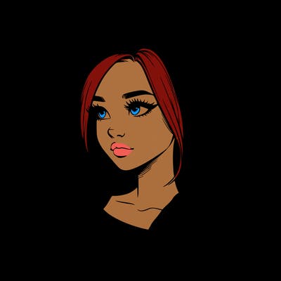 realistic girl with a high ponytail