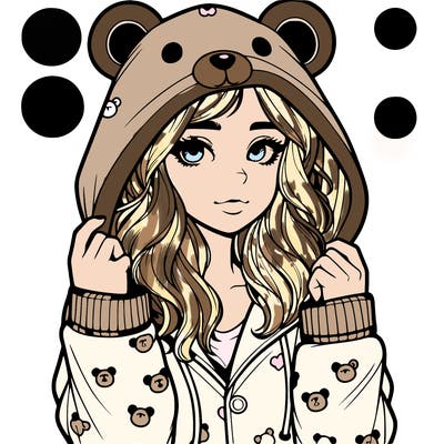 realistic girl in a animal pjs hoodie