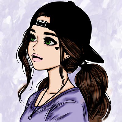 realistic girl with a backwards hat