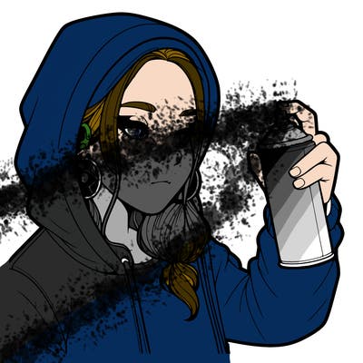 a realistic girl, spray painting