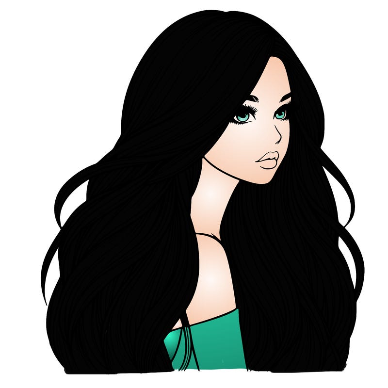 realistic girl with long realistic hair