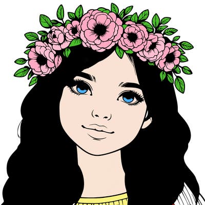 realistic girl with flower crown