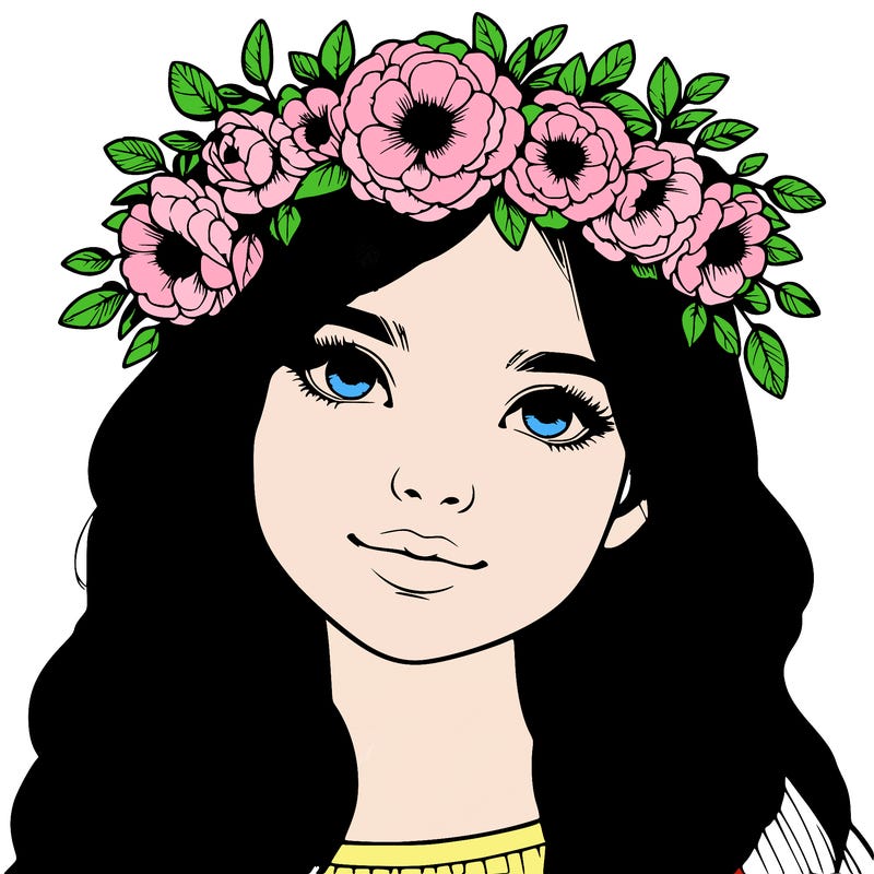 realistic girl with flower crown