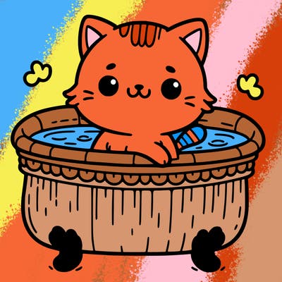 cute cat in a hot tub.