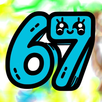 the numbers 67