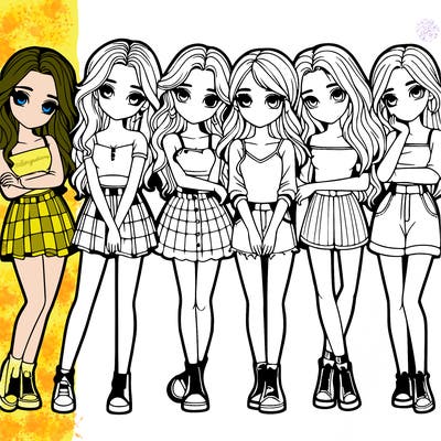 a group of girls realistic