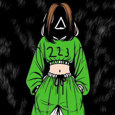 realistic girl faceless with baggy pants and a crop top